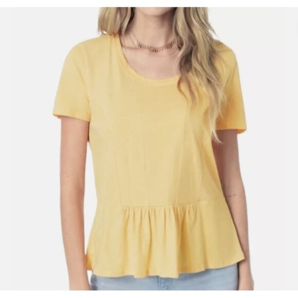 Joe's Collection Peggy Peplum Ruffled Hem Top Pastel Yellow ( M ) - Picture 1 of 3